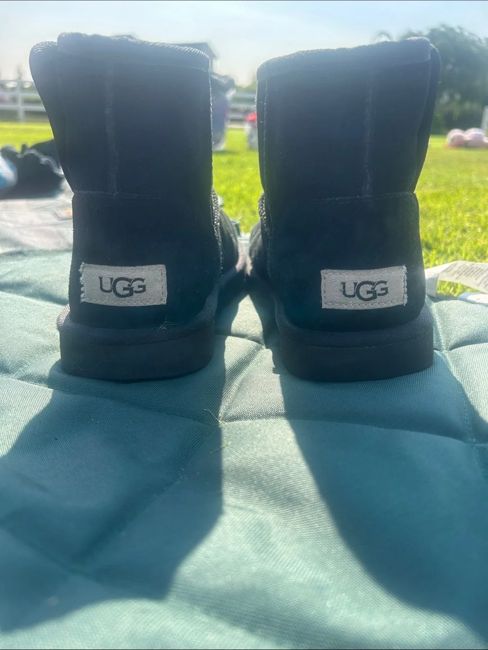 UGG Black Short Suede Shearling Boots